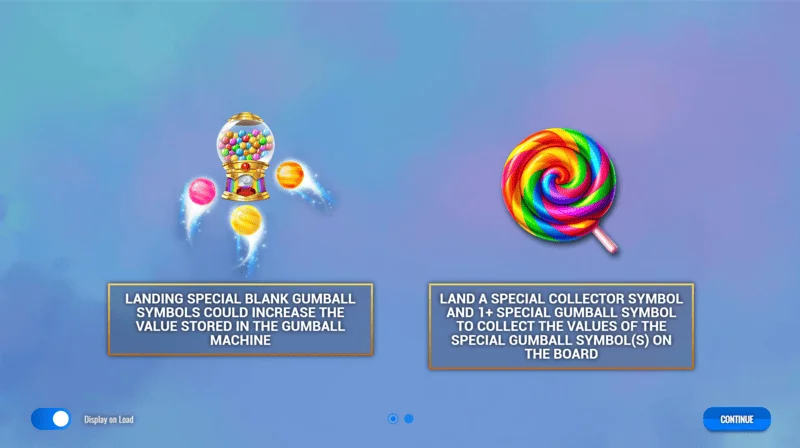 Sweet Candy Cash Stash - main menu and slot settings